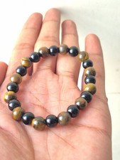 KStoneCraft Tiger Eye and Black Onyx Beaded Bracelet, Handmade Gemstone Jewelry picture