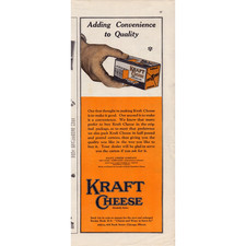 Kraft Cheese Co 1925 Priscilla Vtg Half Page Print Ad Box w Hand American Cheese picture