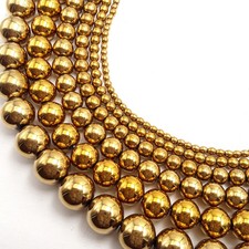 Gold Hematite Smooth Round Beads 2mm 3mm 4mm 6mm 8mm 10mm 12mm 15.5