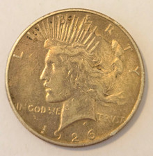 1926-S Peace Silver Dollar $1 Semi-Key Date VF Details Cleaned 90% Silver picture