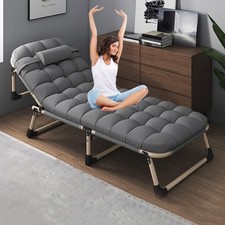 Sturdy Folding Camping Bed with Mattress - Portable Guest Bed for Travel picture