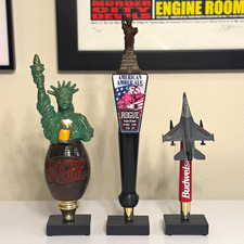 RARE Budweiser Fighter Jet & 2 Rogue Statue of Liberty Beer Tap Handles  picture