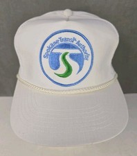 vtg Spokane Transit Authority patch hat white A frame rope snapback cap picture