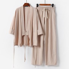 Chinese Style Linen Suit Mens Loose Shirt Tang Suit Hanfu Cotton Linen 2Pcs Set picture
