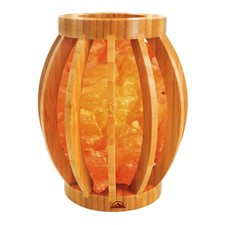 Himalayan Glow 1348 Bamboo Basket Salt Lamp Crystal Pink Chunks, Nightlight picture