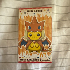 Pokemon 2015 Japanese Poncho Wearing Pikachu Business Card Mega Charizard Y picture