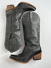 Junk Gypsy by Lane Black Textured Snake Pattern Leather Western Boots Size 8.5 picture
