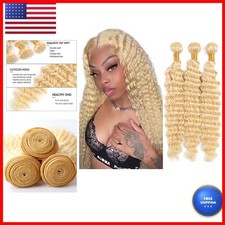 Leruikair Human Hair Bundles 12 14 16 Inch Deep Wave 613 Blonde Brazilian picture