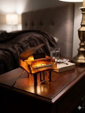 Vintage Grand Piano Night Light Lamp Faux Wood Tested Works picture