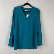 Soft Surroundings Popover Blouse Size Medium Teal Blue V Neck Tunic picture