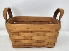 Vtg Longaberger 1995 Mini Basket w/ Double Leather Handle Handwoven Ohio USA 7