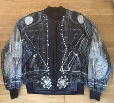 Vintage HERMES Reversible Silk Bomber Jacket La Musique des Sphères Size 48/16 picture