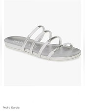 NWB Pedro Garcia Guiller Strappy Slide Flat Sandal White/Foil Size EU37 MSRP$450 picture