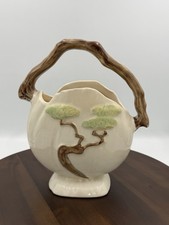 Roseville Ming Tree White 1949 Mid Century Modern Pottery Ceramic Basket 508-8 picture
