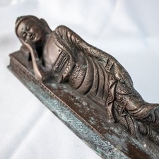 ANTIQUE 1900's Bronze Sleeping Buddha Statue Size 10.5