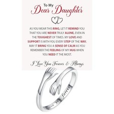 To My Daughter Hug Hope Rings, I Love You Foreve Motivational Stainless Steel Sp picture