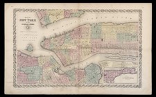 1855 J.H. Colton Antique Map of New York & Adjacent Cities Original Hand Color picture
