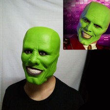 Movie The Mask Jim Carrey Green Latex Mask Cosplay Costume Party Prop Halloween picture