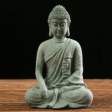 Stone Buddha Statue Figurine Seated Meditation Tabletop Home Decor Gift 10cm picture