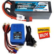 NHX Muscle Pack 4S 14.8V 7600mAh 75C HD Case Lipo Battery w/ DEANS / EZ6 Charger picture