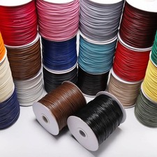 10M Waxed Cotton Cord Black Jewelry Making Thread 0.5-2mm Necklace Rope String picture