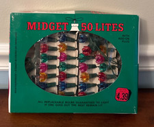 Vintage  Midget Lights Multicolor Flowers Box of 50 Made in Taiwan NEW picture