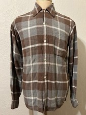 Vtg 1960s Arrow Chevella Mens M Rayon Plaid Button Up Shirt Rockabilly Chevelle picture