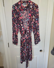 Vera Bradley XL Rayon Floral Robe V-Neck Long Sleeve Tie Belt Purple picture