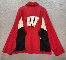 Vintage Wisconsin Badgers Jacket Adult Extra Large Red Windbreaker NCAA 90s Y2K picture