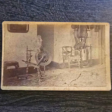 c1890 Frank H Child Newport RI Greencroft Hall Interior Photo Spinning Wheel Hat picture