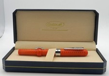 Conklin Coral/Orange Chased Mark Twain Crescent Fill Fountain Pen Stub Nib New picture