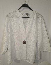 Easywear by Chicos White Lace Jacket Size 3 XL Mesh Leaf Floral Single Button picture