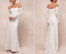 Lulus Romance Dreamer White Lace Maxi Ivory Wedding Dress Gown Size XL NWOT picture