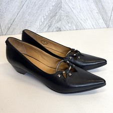 John Fluevog Truth Makena Key Ring Pump Black Shoes Womens Size 7 Low Heel picture