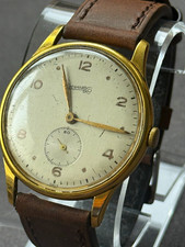 Vintage Eberhard & Co Gold-Filled Swiss Dress Watch Patinated Dial Small Seconds picture