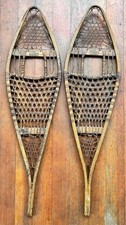 RARE EARLY ABERCROMBIE & FITCH ANTIQUE SNOWSHOES ORIGINAL BRASS TAGS CIRCA 1910 picture