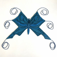 Vintage Y2K Charlotte Russe Beaded Blue Butterfly Halter Top Size M picture