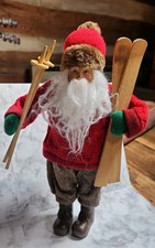 Vintage Santa Carrying Skis Christmas Figurine picture