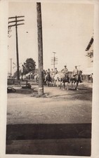 Soldiers Riding Horse Train Railroad Crossing Signal Antique Photo Postcard 20A picture
