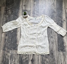 Maurice’s Women’s Boho Pheasant Cream Sheer Long Sleeve Top NWOT EUC Size Large picture