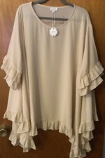 NWT Oddy Top One Cream Oversized Short Sleeve Ruffle Detail  picture