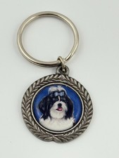 Rawcliffe Pewter Shih Tzu dog Purse Charm Keychain Metal 2002 Charm picture