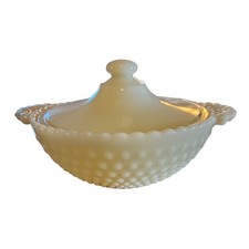 Fenton Milk Glass Hobnail Candy Dish with Lid Vintage White Lidded Sugar Bowl picture