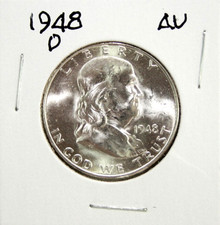 1948-D Franklin Half Dollar AU 90% Silver #1 picture