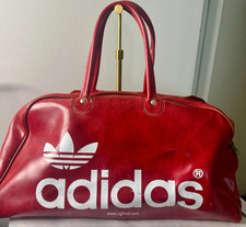 🔥 Early 1970s Adidas Red PVC Sports Bag – – Usable Vintage with No Cracks 🔥 picture