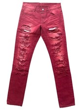 NWOT Crysp Denim Mens Size 32x32 LAVA DENIM RED JEANS Ripped Distressed picture