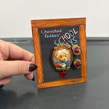 Vintage 1998 Cherished Teddies School Days Brooch and Earrings Set Enesco 477060 picture
