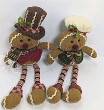 Gingerbread Set Boy & Girl Dangle Legs Shelf Sitter Christmas picture