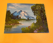 Mountain Lake Landscape Painting with Trees - Unframed Nature Wall Art picture