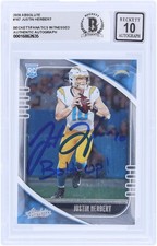 Justin Herbert Chargers Signed 2020 Panini Absolute #157 BAS 10 Rookie w/Insc picture